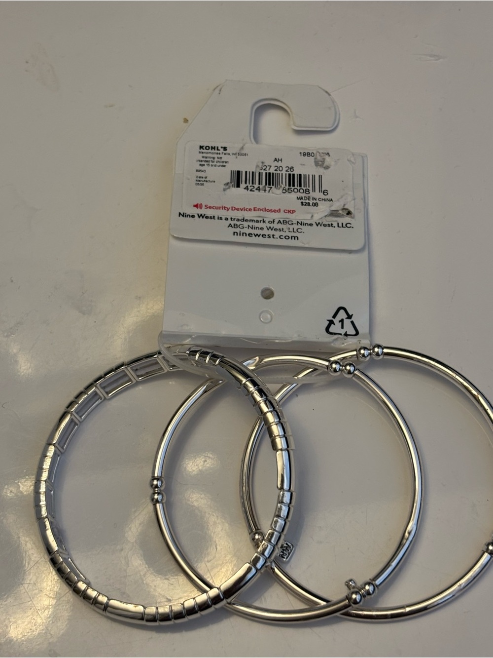 Nine West Silver Tone 3 Piece Bangle Bracelet Set NWT - Picture 9 of 10